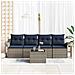 Set Divano da Giardino 5 pcs Grigio e Blu Navy polyrattan - Foto miniatura 3