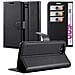 Custodia Compatibile Con Blackberry Key 2 In Nero Carbone - Coperchio Protettiva Con Chiusura Magnetica, Funzione Stand E Tasca Per Le Carte - Foto miniatura 1