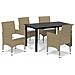 Set Pranzo Da Giardino 5 Pz Con Cuscini In Polyrattan Beige - Foto miniatura 2
