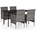 Set Da Pranzo Da Giardino Grigio E Nero 5 Pz Con Cuscini - Foto miniatura 2