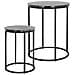 Set Di 2 Tavolini Da Caffè Rotondi 30 X 40,5 / 40 X 50,5 Cm Neri Struttura In Metallo / Piano Effetto Marmo Nero Tavoli Bassi D'appoggio Da Salotto Soggiorno Lounge Divano Design Moderno - Foto miniatura 1