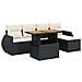 Set Divano Da Giardino 6 Pz Con Cuscini Nero Polyrattan Acacia - Foto miniatura 2