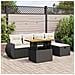 Set Divano Da Giardino 6 Pz Con Cuscini Nero Polyrattan Acacia - Foto miniatura 1