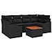 Set Divano Giardino 7 Pezzi con Cuscini Nero Polyrattan Acacia - Foto miniatura 1