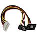Splitter cavo di alimentazione Y LP4 a 2 SATA Latching ad angolare destro 30 cm- Molex 4 Pin a Dual SATA - Foto miniatura 1