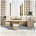 Set di Divani da Giardino  da 9 Pezzi con Cuscini Beige in Rattan Polimerico, Set da Pranzo da Giardino  da 3 Pezzi con Cuscini Beige in Rattan Polimerico - Foto miniatura 3