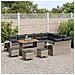 Set Divano da Giardino  da 13 Pezzi con Cuscini Grigio Polyrattan Acacia, Set da Pranzo da Giardino  da 4 Pezzi con Cuscini Grigio Polyrattan Acacia - Foto miniatura 3