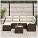 Set Divano da Giardino 7 pcs Marrone e bianco Poly Rattan - Foto miniatura 3