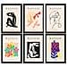 Set Di 6 Stampe Illustrazioni Artistiche Di Henri Matisse, Collezione Di Silhouette Di Dipinti Decorativi Nella Galleria D'arte A3 Cornice Nera - Foto miniatura 1