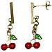 Ciondolo Ciliegia In Ottone Placcato Oro E Rosso - Foto miniatura 2