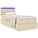 Letto con contenitore e LED con led Crema 90 x 200 cm Tessuto - Foto miniatura 3
