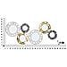 Pannello Decorativo Da Parete Gloty B Con Sei Specchi Tondi In Ferro Oro, Argento E Nero 104x45 Cm - Foto miniatura 6