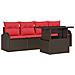 Set Divano da Giardino 5 pcs Marrone Rattan in Polipropilene - Foto miniatura 1
