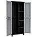Armadio in resina per esterno porta scope due ante 68x39x170 cm grigio nero - Foto miniatura 2