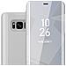 Custodia Compatibile Con Samsung Galaxy S8 In Agata Argento - Clear View Specchio Coperchio Protettivo Con Funzione Di Supporto Protezione A 360 Gradi - Foto miniatura 1