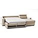 Divano Letto Alberta, Divano Ad Angolo, 100% Made In Italy, Sofà Con Apertura Girevole, Con Penisola Contenitore Destra, Con Braccioli Standard, Cm 280x95h85, Beige - Foto miniatura 4