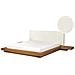 Letto Matrimoniale Legno Chiaro Con Testata In Bouclé 180 X 200 Cm Zen - Foto miniatura 2