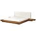 Letto Matrimoniale Legno Chiaro Con Testata In Bouclé 180 X 200 Cm Zen - Foto miniatura 4
