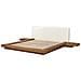 Letto Matrimoniale Legno Chiaro Con Testata In Bouclé 180 X 200 Cm Zen - Foto miniatura 5