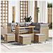 Set di divani da giardino  da 9 pezzi con cuscini Beige Polirattan Acacia, Set da pranzo da giardino  da 4 pezzi con cuscini Beige Polirattan Acacia - Foto miniatura 2