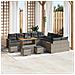 Set di divani giardino in 14 pezzi con cuscini grigi in polyrattan acacia,  Set da pranzo giardino in 4 pezzi con cuscini grigi in polyrattan acacia - Foto miniatura 2