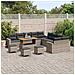 Set di divani giardino in 14 pezzi con cuscini grigi in polyrattan acacia,  Set da pranzo giardino in 4 pezzi con cuscini grigi in polyrattan acacia - Foto miniatura 3