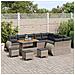 Set Divano da Giardino  da 13 Pezzi con Cuscini Grigio Rattan PE Acacia, Set da Pranzo da Giardino  da 4 Pezzi con Cuscini Grigio Rattan PE Acacia - Foto miniatura 3
