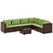 Set Divani da Giardino 7 pz con Cuscini in Polyrattan Marrone - Foto miniatura 1