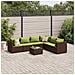 Set Divani da Giardino 7 pz con Cuscini in Polyrattan Marrone - Foto miniatura 2