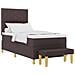 Letto con Rete a Molla con Materasso e Panchina Marrone Scuro 100x200 cm Tessuto - Foto miniatura 1