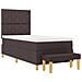 Letto con Rete a Molla con Materasso e Panchina Marrone Scuro 100x200 cm Tessuto - Foto miniatura 3