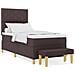 Letto con Rete a Molla con Materasso e Panchina Marrone Scuro 100x200 cm Tessuto - Foto miniatura 4