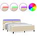 Letto a molle con materasso Crema 180 x 200 cm Tessuto - Foto miniatura 4
