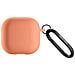 Custodia In Silicone Per Airpods 4 Con Moschettone In Metallo, Arancione - Foto miniatura 3