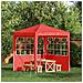 Parete per tenda da festa 2 pcs 200 x 195 cm Rosso PE e Acciaio - Foto miniatura 2