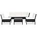 Set Divani da Giardino 6 pz con Cuscini in Polyrattan Nero - Foto miniatura 1