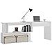 Scrivania Angolo Bianco Lucido 200x50x76 cm Legno Multistrato - Foto miniatura 5