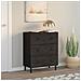 Credenza Nera 60x33x75 Cm In Legno Massello Di Mango - Foto miniatura 3