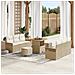Set di divani da giardino  da 9 pezzi con cuscini Beige Polyrattan Acacia, Divano da giardino  per 2 persone con cuscini Beige Polyrattan, Set da pranzo da giardino  da 3 pezzi con cuscini Beige Polyrattan Acacia - Foto miniatura 2