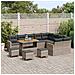 Set Divano da Giardino  da 13 Pezzi con Cuscini Grigio Rattan Polipropilene Acacia, Set da Pranzo da Giardino  da 4 Pezzi con Cuscini Grigio Rattan Polipropilene Acacia - Foto miniatura 3
