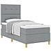 Letto con Rete a Molla con Materasso Grigio Chiaro 100x200 cm Tessuto - Foto miniatura 1