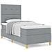 Letto con Rete a Molla con Materasso Grigio Chiaro 100x200 cm Tessuto - Foto miniatura 4