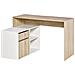 Scrivania Angolare, Scrivania Ad Angolo Per Computer Da Camera O Ufficio, Scrivania Salvaspazio In Legno, Rovere E Bianco - Foto miniatura 1