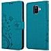 Custodia Compatibile Con Samsung Galaxy A6 2018 In Blu Fiore - Coperchio Protettivo In Design Floreale Con Chiusura Magnetica, Funzione Stand E Slot Per Carte - Foto miniatura 8