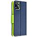 Maxy Custodia Book Orizzontale Silicone Case Per Samsung Galaxy S22+ S906 Navy-lime - Foto miniatura 4