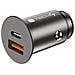 Mini Caricatore Da Auto Usb-a E Usb-c Quick Charge 3.0 38w In Metallo Nero - Foto miniatura 1