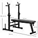 Panca Pesi Pieghevole Con 8 Altezze Regolabili E Supporto Bilanciere Per Sollevamento Pesi E Trazioni, In Acciaio E Pu, 140x73x98-122cm, Nera - Foto miniatura 2