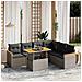 Set Divani Da Giardino 7 Pz Con Cuscini Grigio In Polyrattan - Foto miniatura 3