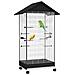 Gabbia per Uccelli con Ruote e Vassoio Estraibile, Voliera Alta 155 cm con Posatoi e Mangiatoie, Nero - Foto miniatura 1