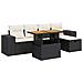 Set Divano Da Giardino 6 Pz Con Cuscini Nero Polyrattan Acacia - Foto miniatura 2